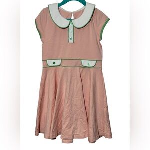 Serendipity by Shrimp and Grits Pink with Green Piping Collared Lap Dress Size M
